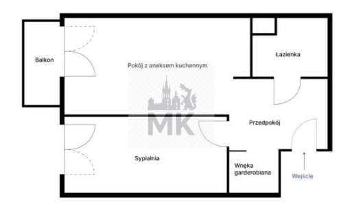 W pobliżu Dekerta, 2 pokoje, kuchnia, balkon w stanie deweloperskim,...