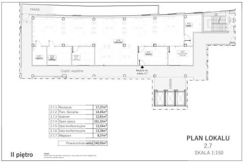 Lokal biurowy 240,95 m2 - II piętro Gdańsk Wrzeszcz.
