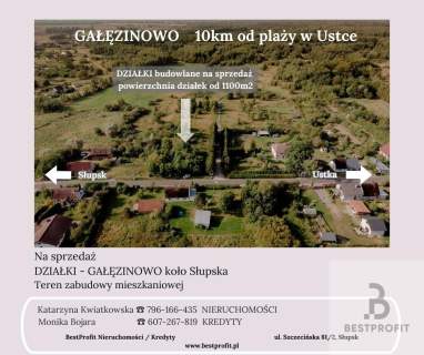 Działka budowlana 10km od morza Gałęzinowo, Słupsk