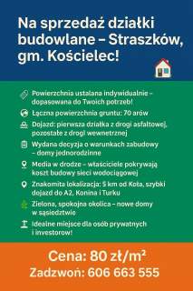 Działka budowlana na sprzedaż, 800 m2, Straszków