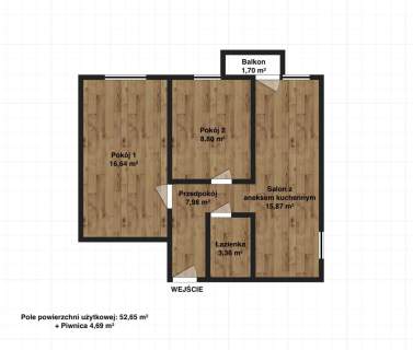 3 pok. 52,65m , Świdnik balkon piwnica niski