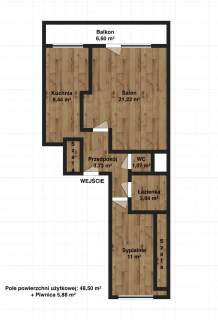 2 pok. 48,5m , Czuby po remoncie balkon piwn