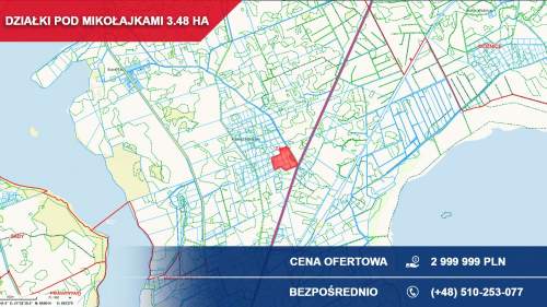 Kompleks działek budowlanych 3,48 ha, Tałty, gm. Mikołajki