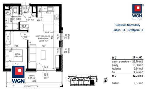 Mieszkanie na sprzedaż, 42,35 m2, Łęczna