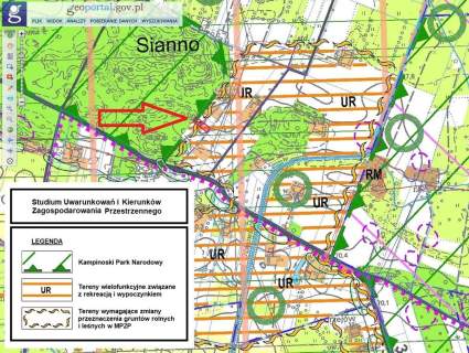 Działka rekreacyjna Sianno graniczy z Kampinosem