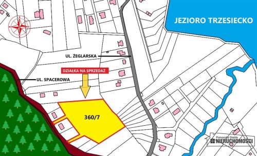 Działka 1,36 ha pod domy w Trzesiece, ul.Spacerowa