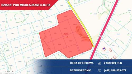 Kompleks działek budowlanych 3,48 ha, Tałty, gm. Mikołajki