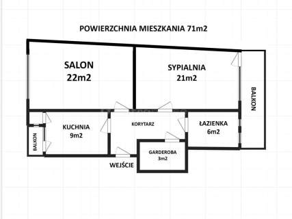 Mieszkanie 2 pokojowe w Centrum 71 metrów.