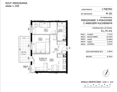 Funkcjonalne mieszkanie w centrum 3 pokoje na 52m