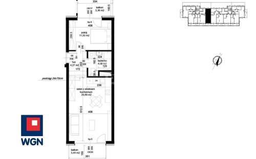 Mieszkanie na sprzedaż, 45,01 m2, Łęczna