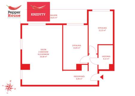 Mieszkanie na sprzedaż, 66,26 m2, Gdańsk