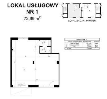 Lokale handlowo-usługowe o powierzchni 72m2.