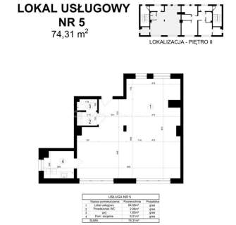 Lokale handlowo-usługowe o powierzchni 72m2.
