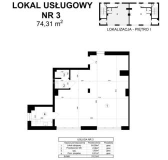 Lokale handlowo-usługowe o powierzchni 72m2.