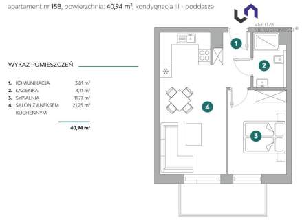 Mieszkanie na sprzedaż, 40,89 m2, Bielsko-Biała