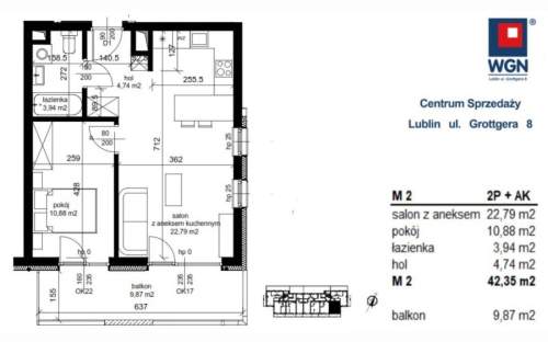 Mieszkanie na sprzedaż, 42,35 m2, Łęczna