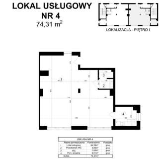Lokale handlowo-usługowe o powierzchni 72m2.