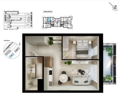 Nowe 2 pokoje 36,87 m2