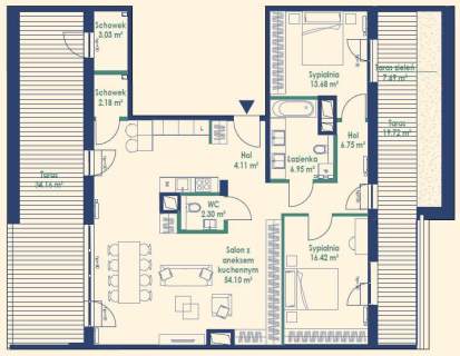 Na najwyższym piętrze 2 tarasy, salon 54m2