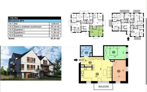 Mieszkanie na sprzedaż, 57,41 m2, Brwinów