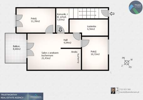 Trzy pokoje 64m2, balkon , Wieliczka