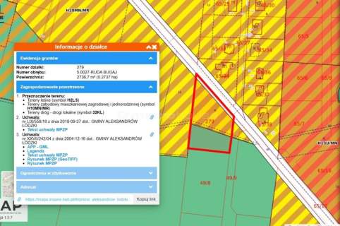 Działka 2736,7 m2, 1760 m2 budowlanej Ruda Bugaj