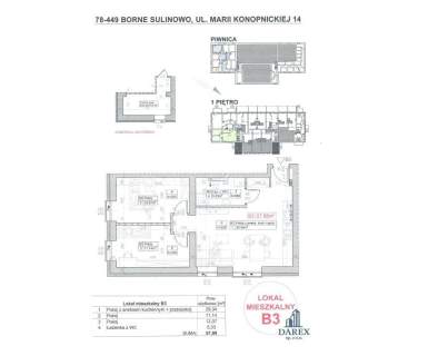 Mieszkanie na sprzedaż, 57,88 m2, Borne Sulinowo