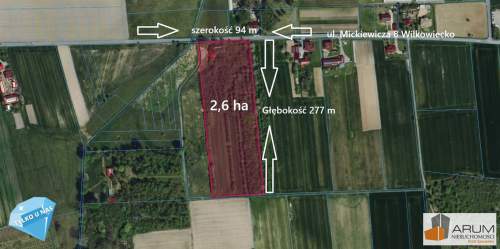 Działka budowlana na sprzedaż, 26001 m2, Wilkowiecko