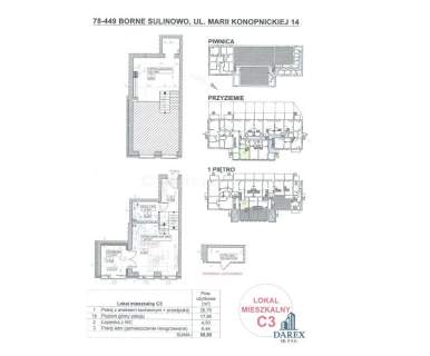 Mieszkanie na sprzedaż, 55,55 m2, Borne Sulinowo
