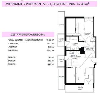 2 POKOJOWE MIESZKANIE Z TRZEMA BALKONAMI 44M2
