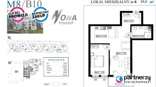 Nowe mieszkanie 2 pokojowe 55m2