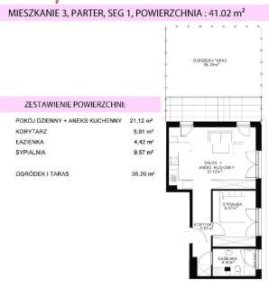 2 POKOJOWE MIESZKANIE Z TARASEM I OGRÓDKIEM 41M2