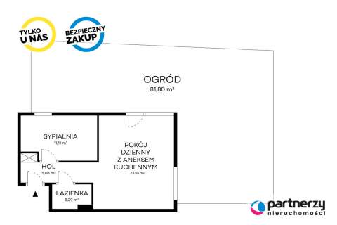 Słoneczne 2 pokoje z ogrodem- możliwa FV 23%