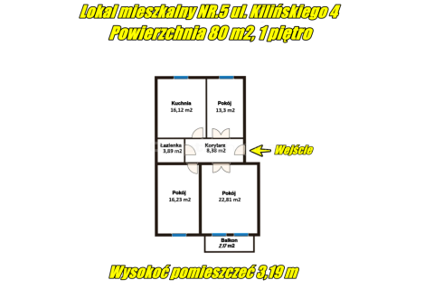 Mieszkanie 80 m w kamienicy Ostrołęka 1 piętro