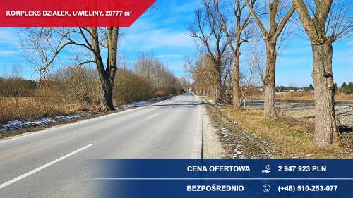 Kompleks 21 działek budowlanych 3ha Uwieliny z MPZP