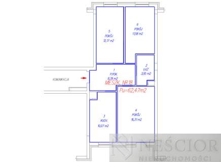 Przestronne mieszkanie w stanie deweloperskim 62m2