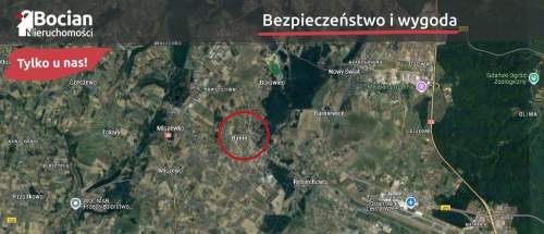 Płaska działka budowlana Granica Dąbrowy i Banina
