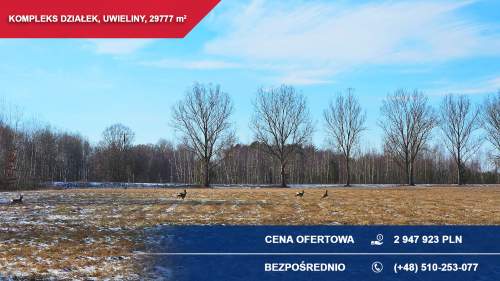 Kompleks 21 działek budowlanych 3ha Uwieliny z MPZP
