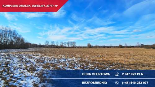 Kompleks 21 działek budowlanych 3ha Uwieliny z MPZP