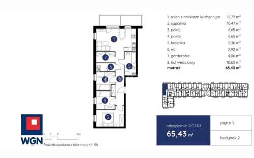 Mieszkanie na sprzedaż, 65,43 m2, Lublin