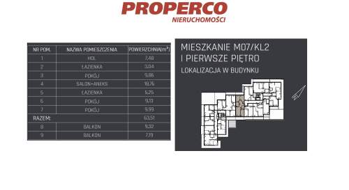 Mieszkanie 4 pok., 63,51m2, 1p, Jędrzejów