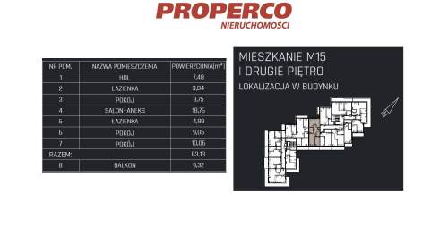 Mieszkanie 4 pok., 63,13m2, 2p, Jędrzejów