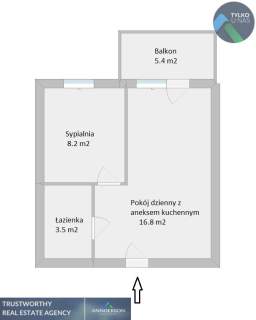 Centrum, 32.6 m2, 2 pokoje, balkon, parking,