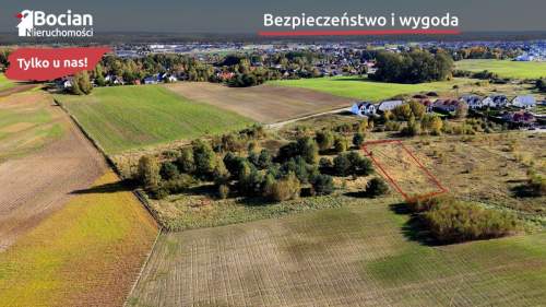 Płaska działka budowlana Granica Dąbrowy i Banina
