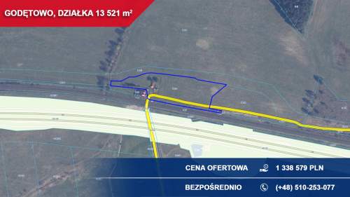 Działka 1,35 ha Godętowo gm. Łęczyce przy trasie S6