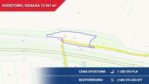 Działka 1,35 ha Godętowo gm. Łęczyce przy trasie S6