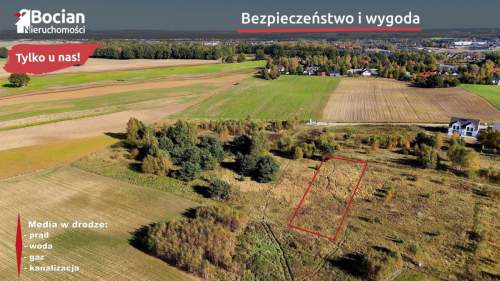 Płaska działka budowlana Granica Dąbrowy i Banina