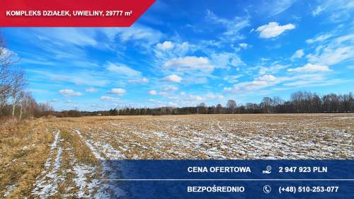 Kompleks 21 działek budowlanych 3ha Uwieliny z MPZP