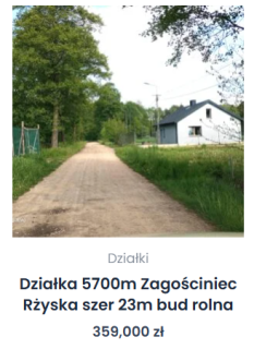 Działka 9400m usługi składowanie Czarna Rżyska Wołomin S8