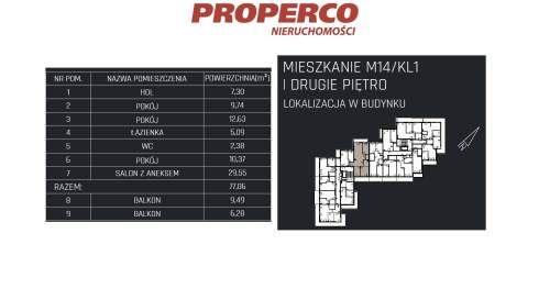 Mieszkanie 4 pok., 77,06m2, 2p, Jędrzejów